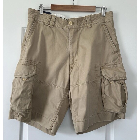 NWT Polo Ralph Lauren Cargo Shorts Mens Sz 35 Relaxed Fit Soft Almond Heavy 10” - Picture 1 of 10